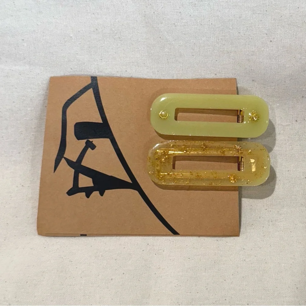 Green and Gold Flakes Hair Clips